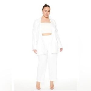 Plus Size Peak Lapel Blazer & Pants Set